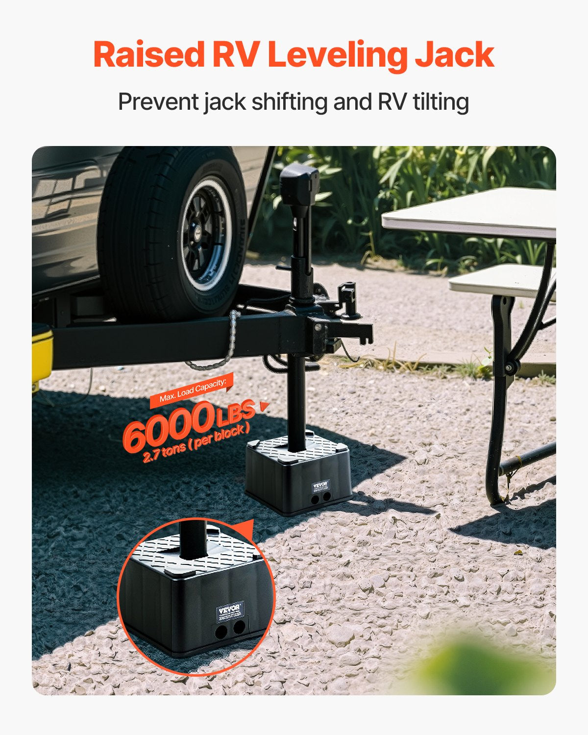 VEVOR Trailer Jack Block 6" High 6000 lbs RV Leveling Block Camper Accessories 