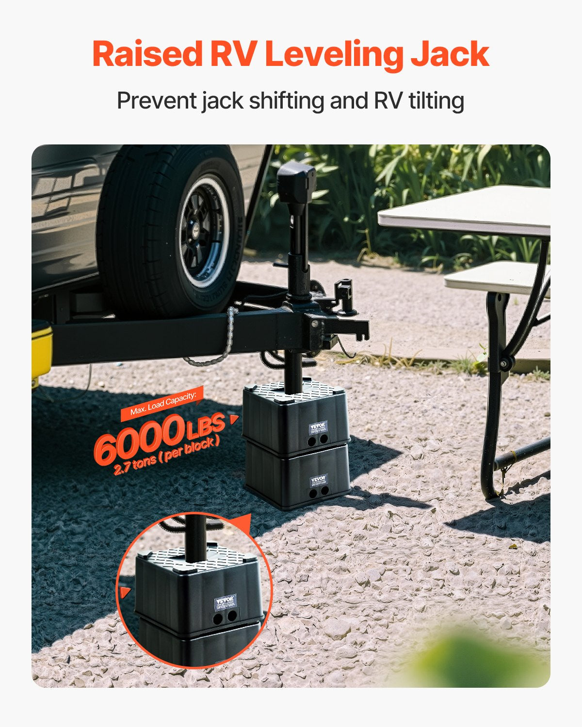 Trailer Jack Blocks 2Pcs 6" High 6000lbs RV Leveling Blocks for 5th Wheels 