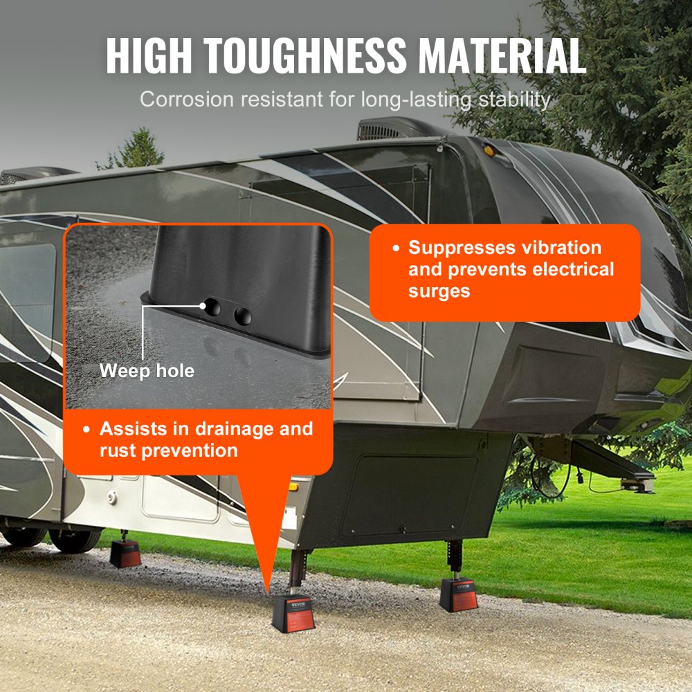 VEVOR Trailer Jack Block, 6000 lbs Capacity per RV Leveling Block, High-quality Polypropylene RV Camper Stabilizer Blocks, RV Travel Accessories Use for Any Tongue Jack, Post, Foot, 5th Wheels, 4-Pack 