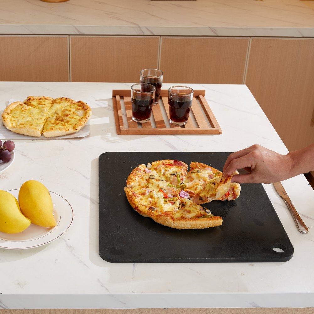 VEVOR Pizza Steel, 16" x 14.5" x 3/8" Pizza Steel Plate for Oven, Pre-Seasoned Carbon Steel Pizza Baking Stone with 20X Higher Conductivity, Heavy Duty Rustproof Pizza Pan for Outdoor Grill, Indoor Ov 