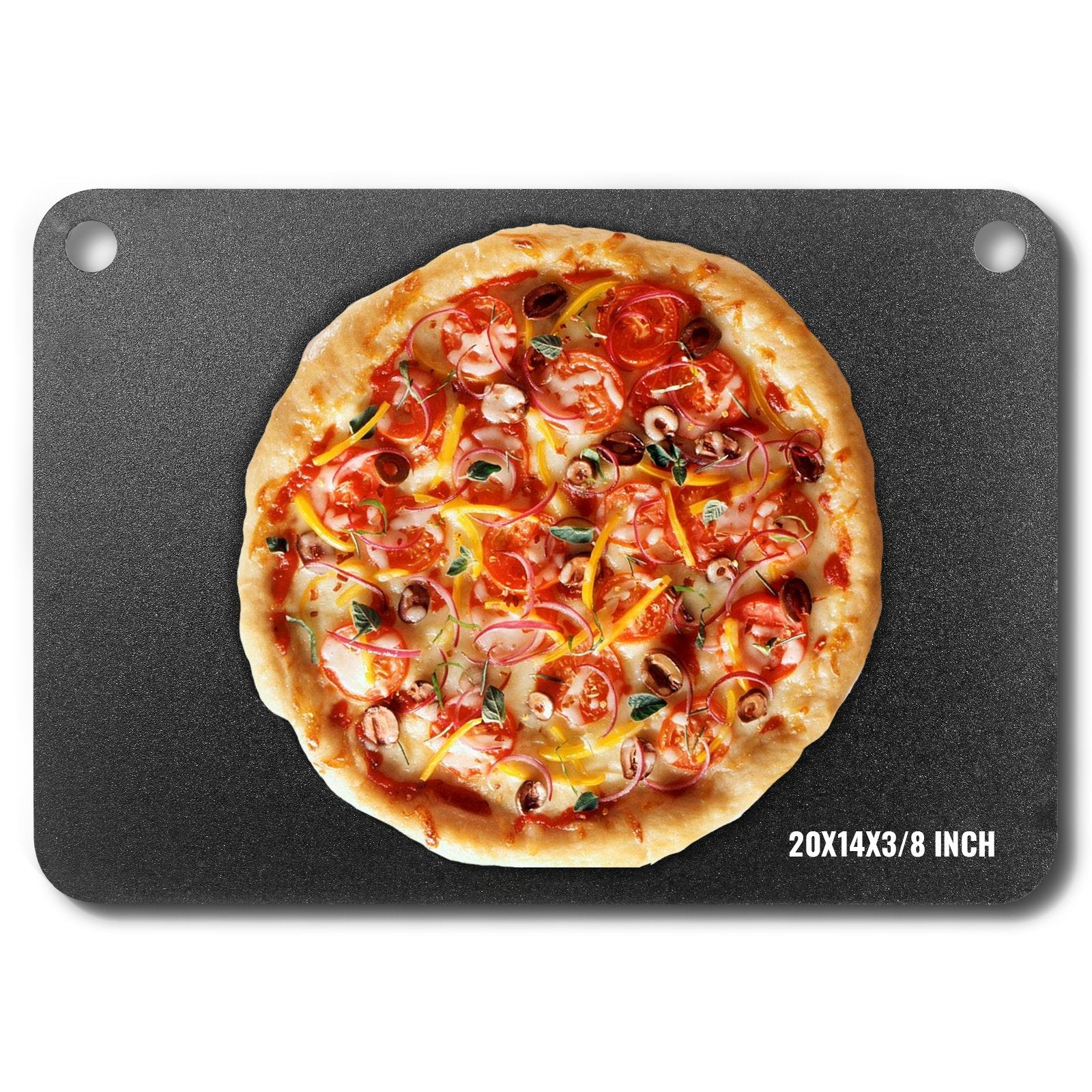 VEVOR Pizza Steel, 20" x 14" x 3/8" Pizza Steel Plate for Oven, Pre-Seasoned Carbon Steel Pizza Baking Stone with 20X Higher Conductivity, Heavy Duty Rustproof Pizza Pan for Outdoor Grill, Indoor Oven 
