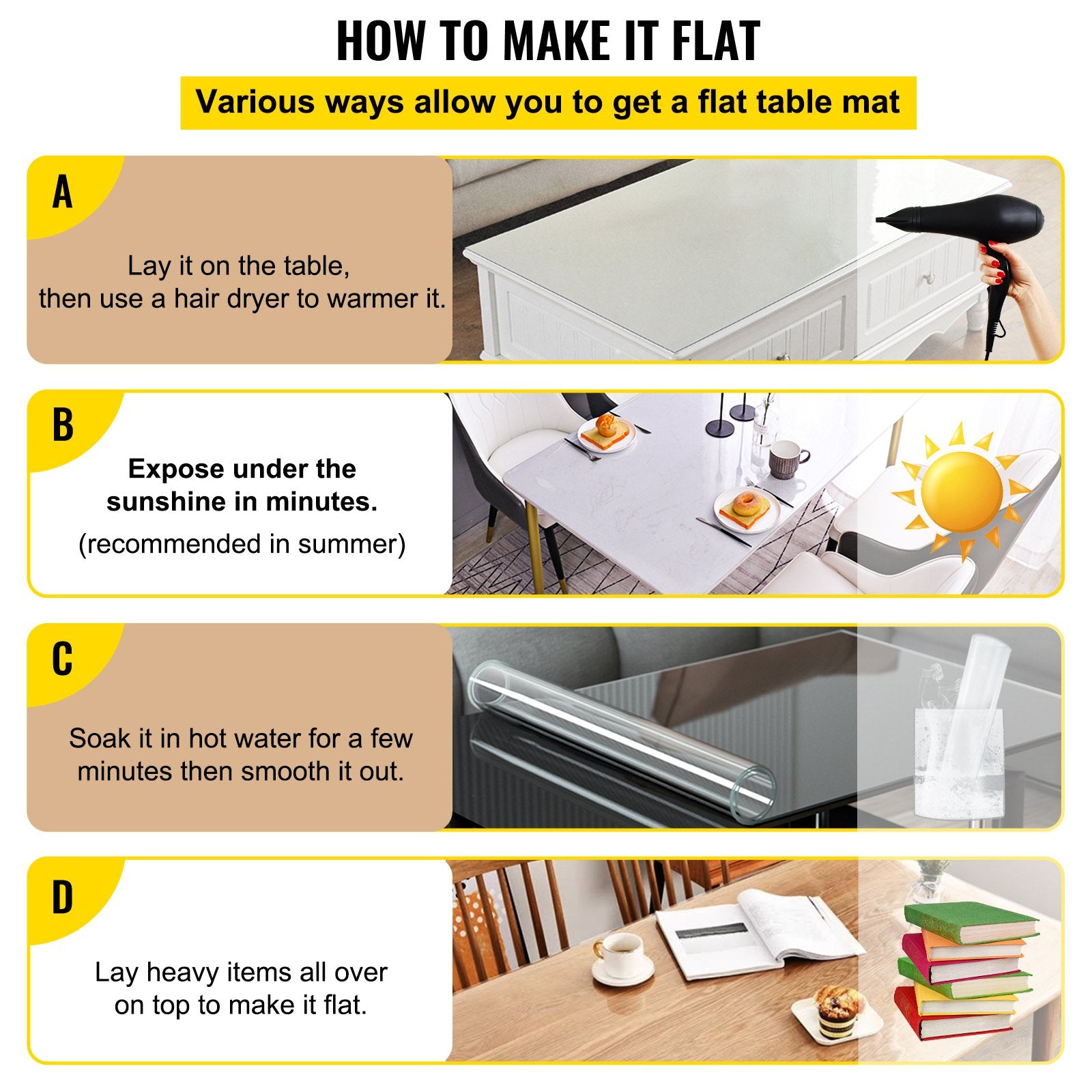 VEVOR Plastic Table Cover 36 x 60 Inch, 2 mm Thick Clear Table Protector, Rectangle Clear Desk Mat, Waterproof & Easy Cleaning for Office Dresser Night Stand 