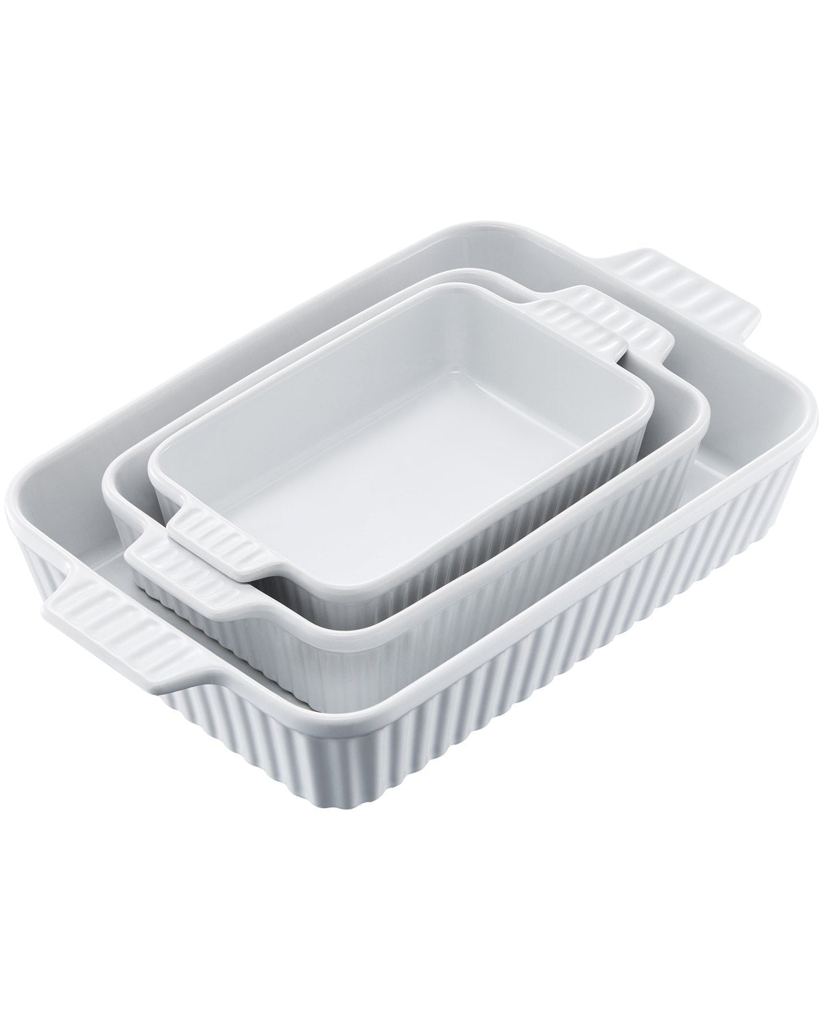 VEVOR Ceramic Baking Dish 3 Pieces Rectangular Bakeware Set Deep for Baking 