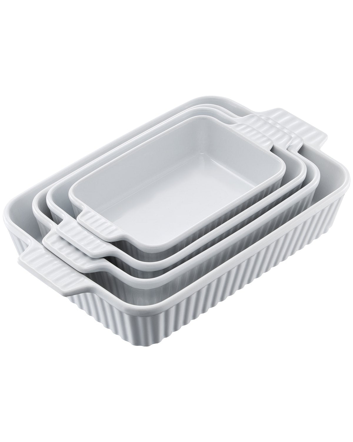 VEVOR Ceramic Baking Dish 4 Pieces Rectangular Bakeware Set Deep for Baking 