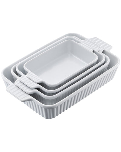 VEVOR Ceramic Baking Dish 4 Pieces Rectangular Bakeware Set Deep for Baking 