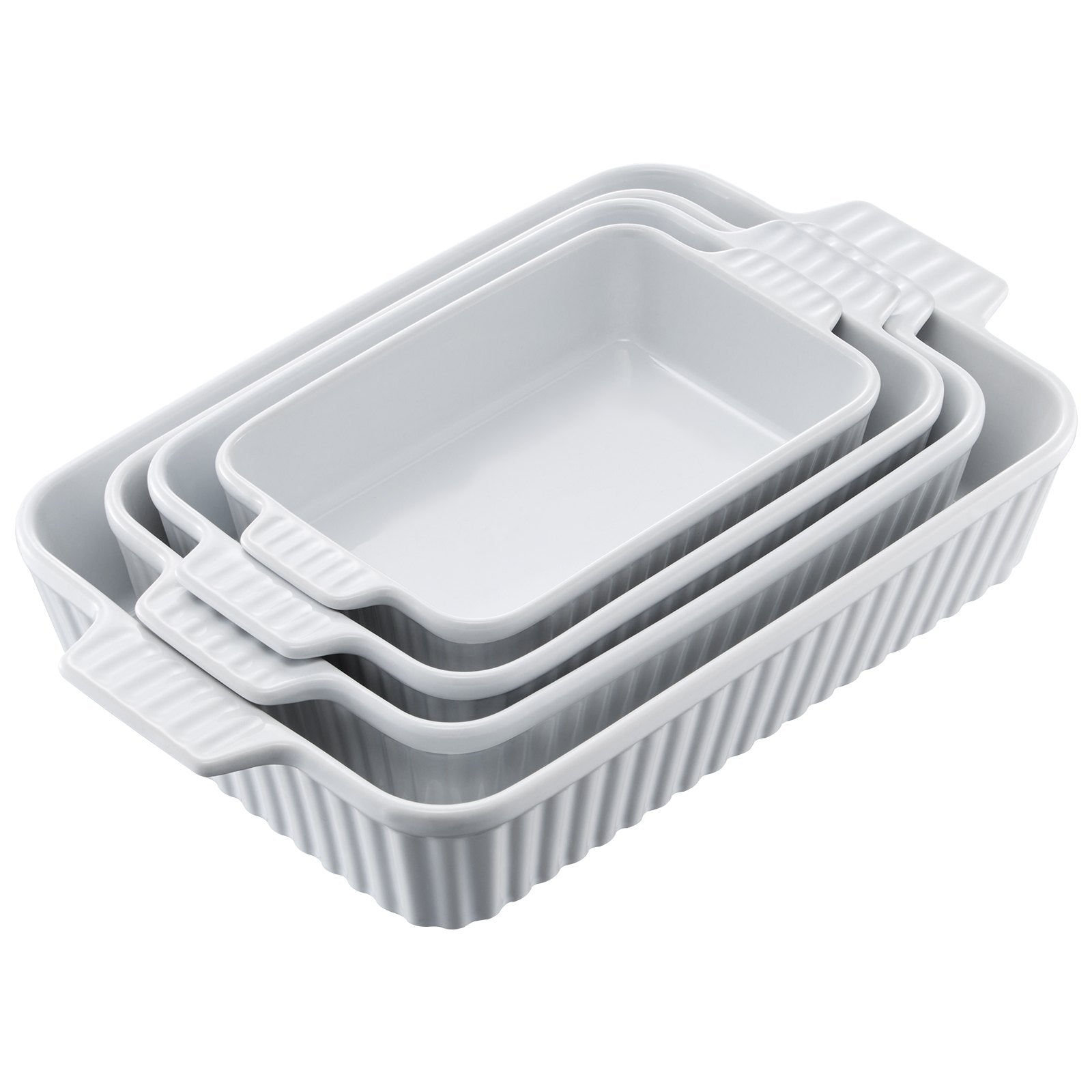 VEVOR Ceramic Baking Dish 4 Pieces Rectangular Bakeware Set Deep for Baking 