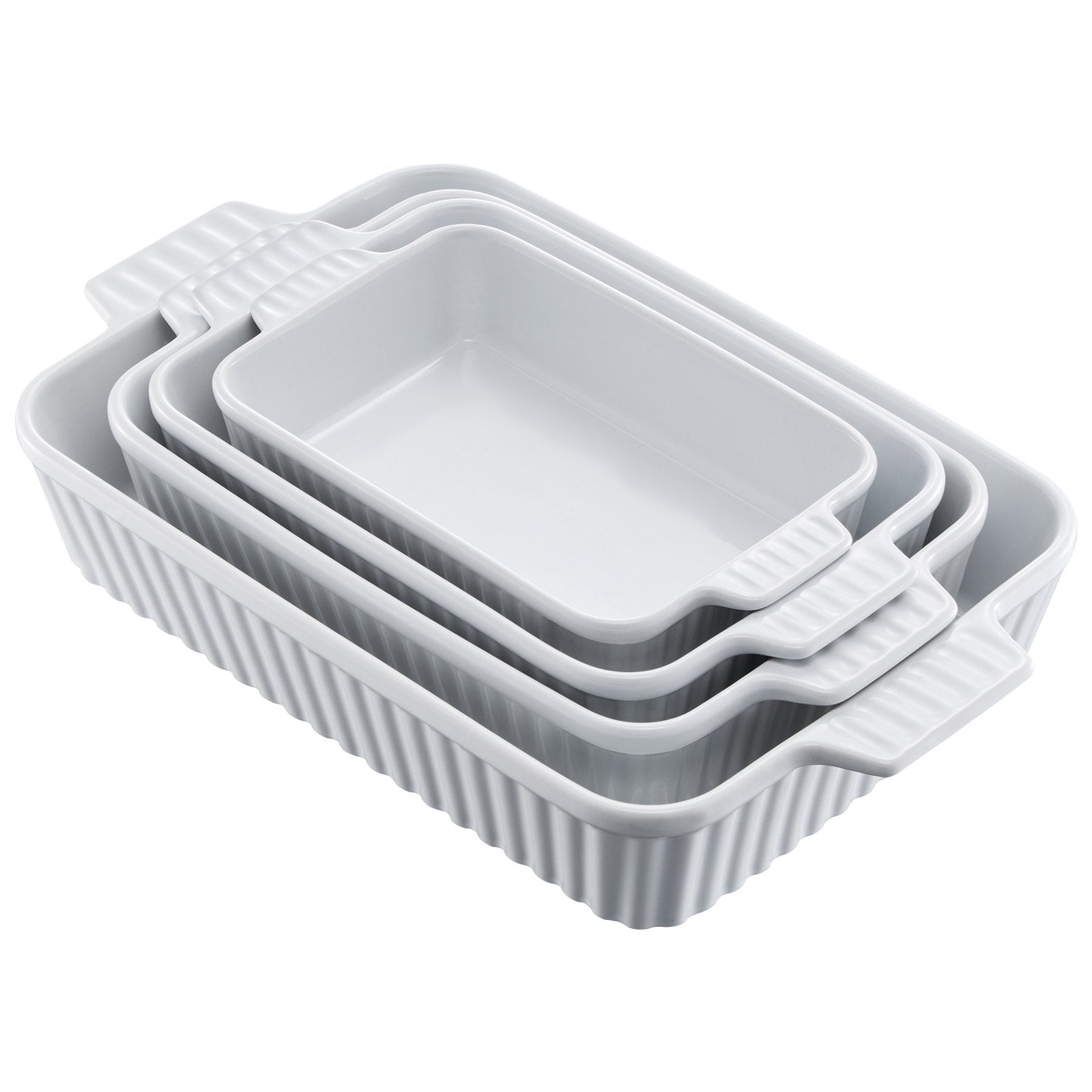 VEVOR Ceramic Baking Dish 4 Pieces Rectangular Bakeware Set Deep for Baking 