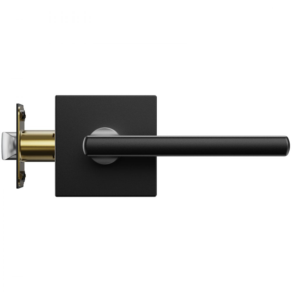 VEVOR Passage Door Handle, 1 Pack Matte Black Door Lever, Left or Right Handing Reversible Lever Non-Locking, 45° Rotation to Open, Square Interior Door Handles for Hallways, Closets, Meeting Spaces 