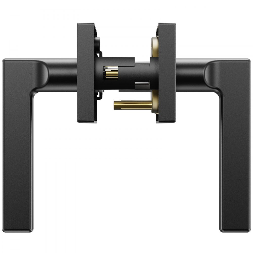 VEVOR Passage Door Handle, 1 Pack Matte Black Door Lever, Left or Right Handing Reversible Lever Non-Locking, 45° Rotation to Open, Square Interior Door Handles for Hallways, Closets, Meeting Spaces 