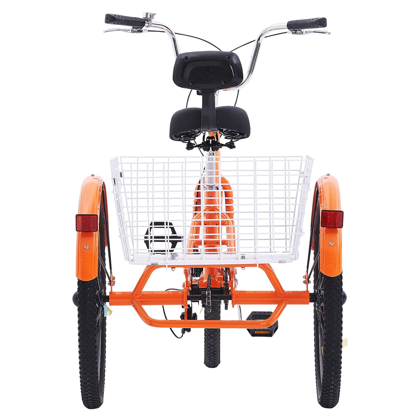 VEVOR Adult Tricycles Bike, 20 Inch Three-Wheeled Bicycles, 3 Wheel Bikes Trikes, Aluminum Alloy Cruiser Bike with Basket & Adjustable Seat, Picnic Shopping Tricycles for Seniors, Women, Men (Orange) 