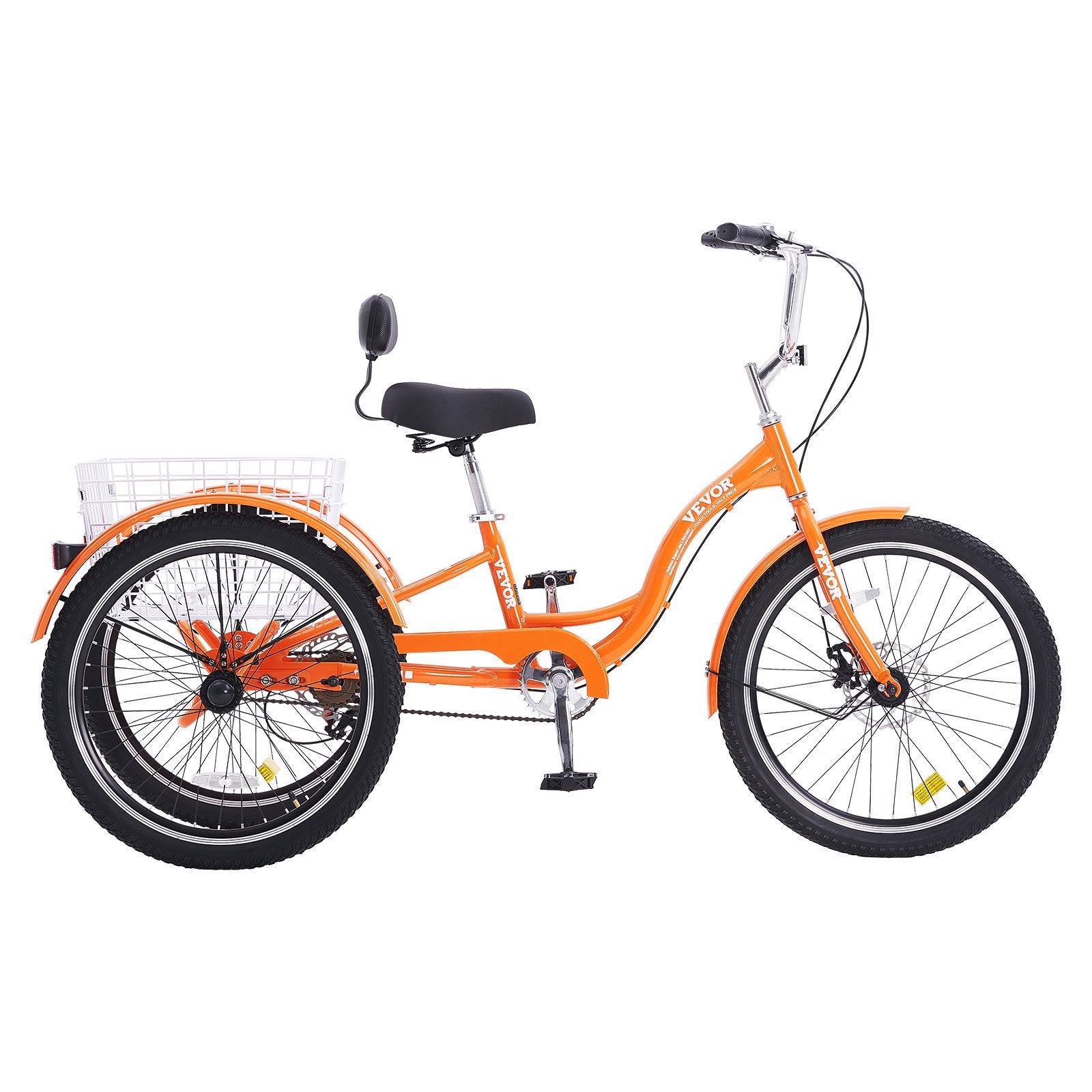 VEVOR Adult Tricycles Bike, 20 Inch Three-Wheeled Bicycles, 3 Wheel Bikes Trikes, Aluminum Alloy Cruiser Bike with Basket & Adjustable Seat, Picnic Shopping Tricycles for Seniors, Women, Men (Orange) 