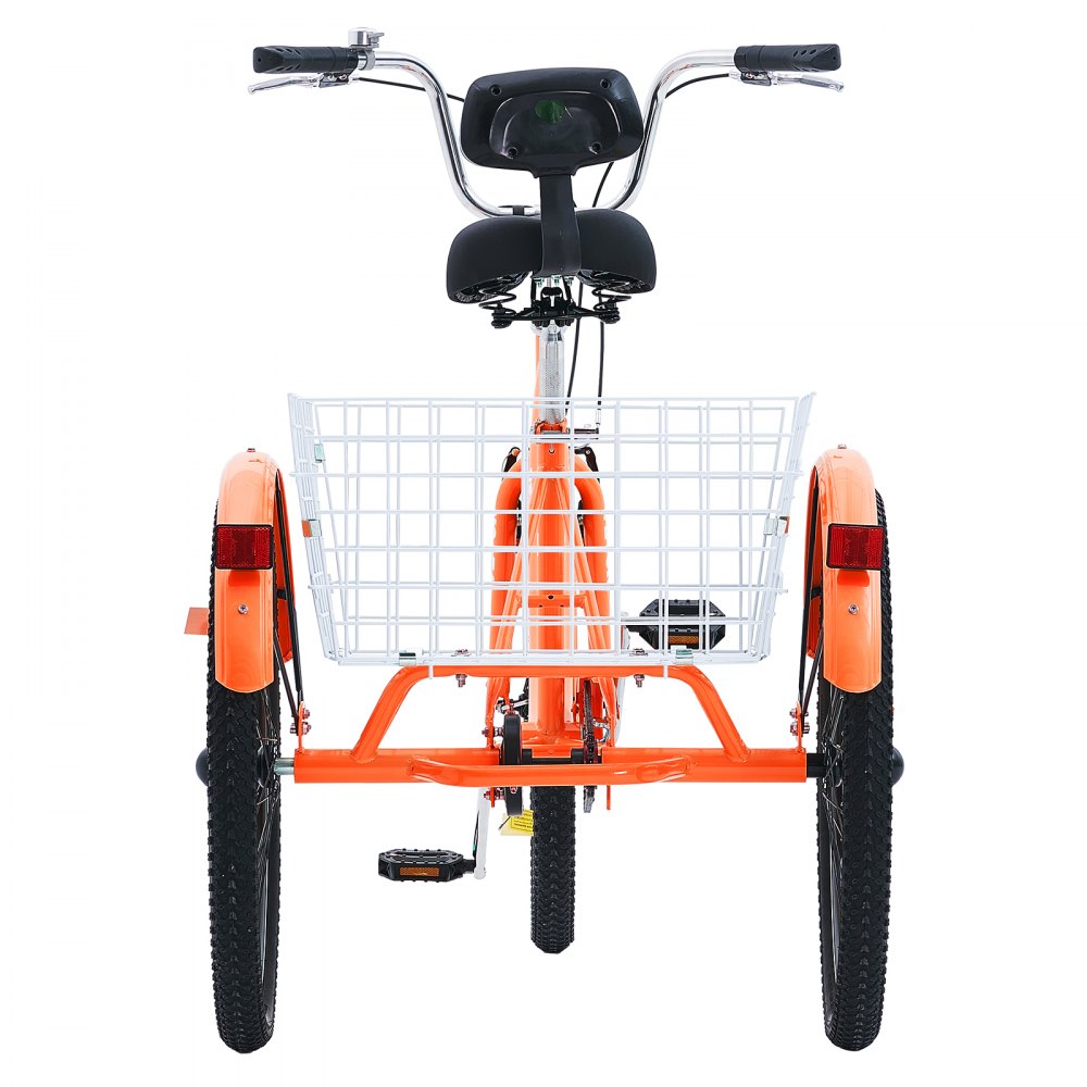 VEVOR Adult Tricycles Bike, 26 Inch Three-Wheeled Bicycles, 3 Wheel Bikes Trikes, Carbon Steel Cruiser Bike with Basket & Adjustable Seat, Picnic Shopping Tricycles for Seniors, Women, Men (Orange) 