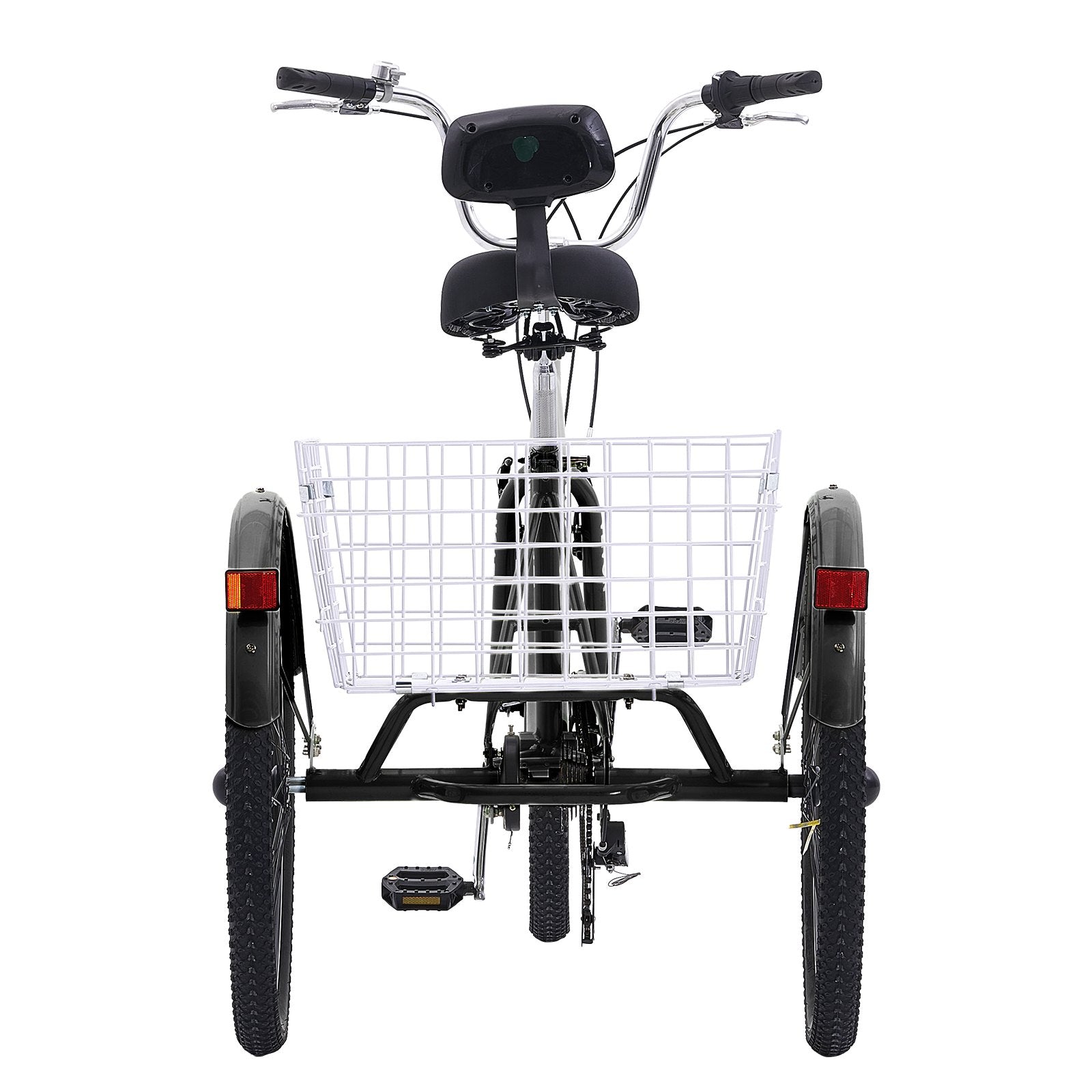 VEVOR Adult Tricycles Bike, 7 Speed Adult Trikes, 20 Inch Three-Wheeled Bicycles, Carbon Steel Cruiser Bike with Basket and Adjustable Seat, Picnic Shopping Tricycles for Seniors, Women, Men (Black) 