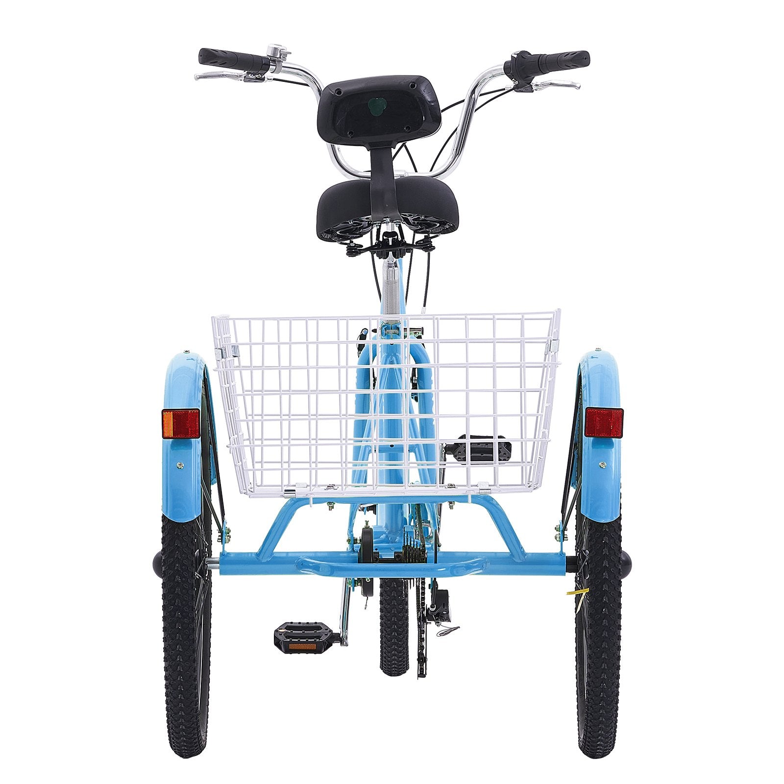 VEVOR Adult Tricycles Bike, 7 Speed Adult Trikes, 26 Inch Three-Wheeled Bicycles, Carbon Steel Cruiser Bike with Basket and Adjustable Seat, Picnic Shopping Tricycles for Seniors, Women, Men (Blue) 