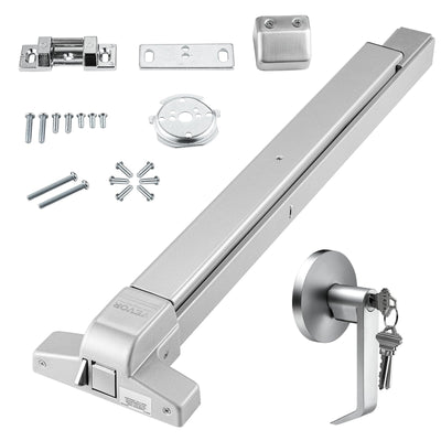VEVOR Push Bar Door Locks, Carbon Steel Panic Bars for Exit Doors, with Exterior Lever and 3 Keys, Push Bar Panic Exit Device Door Hardware for Metal Wood Door, for Left and Right Handed Doors 