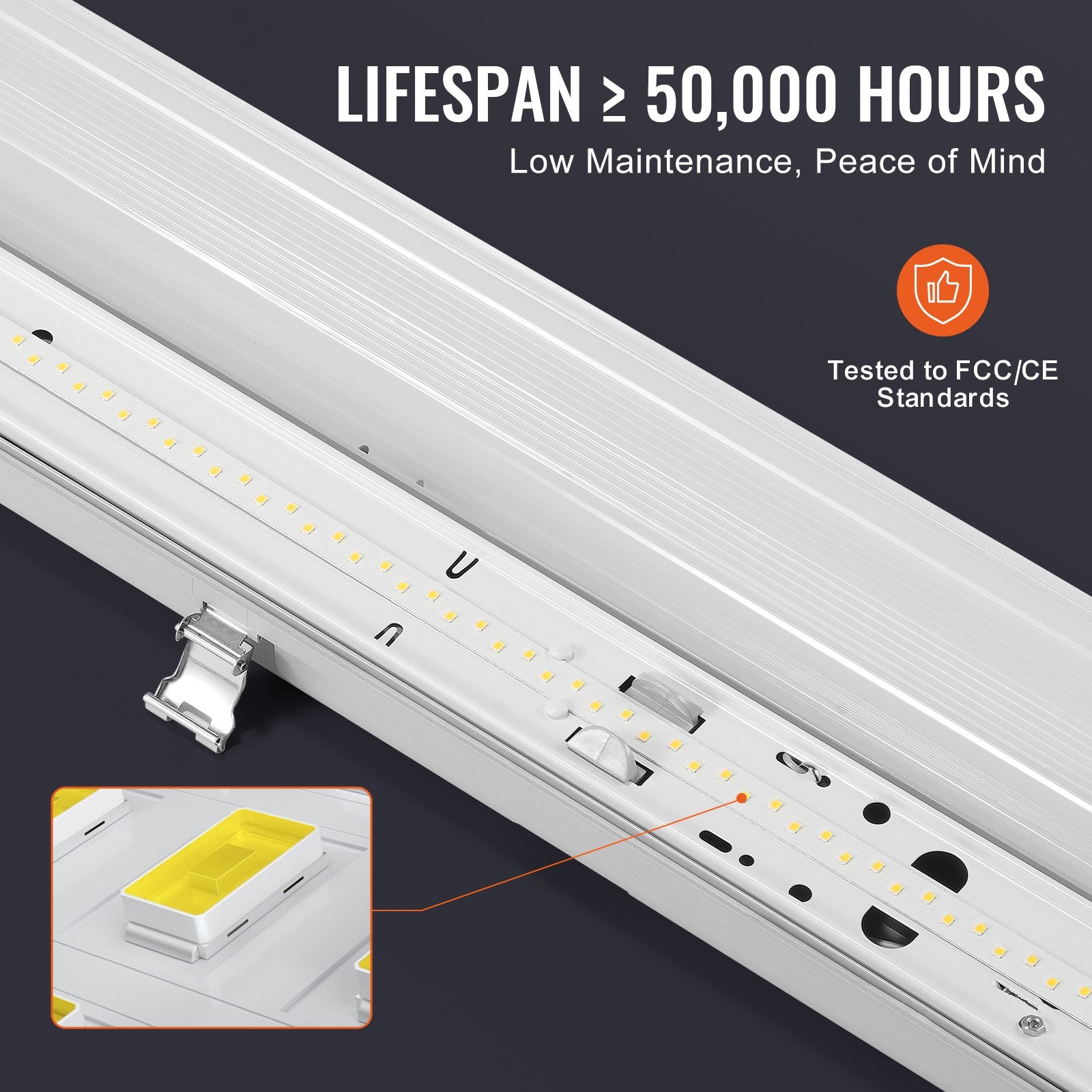 VEVOR 4PCS 4FT LED Vapor Tight Light 60W 7400LM Vapor Proof Light Fixture 5000K 