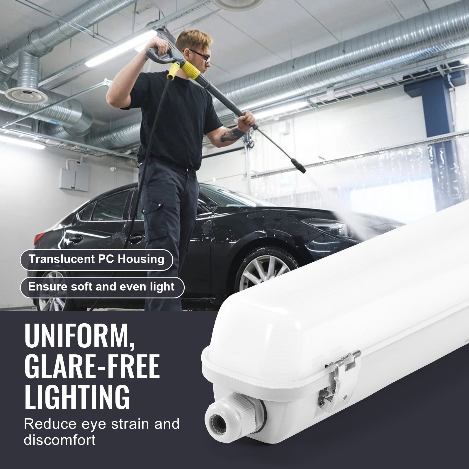 VEVOR 4PCS 4FT LED Vapor Tight Light 60W 7400LM Vapor Proof Light Fixture 5000K 