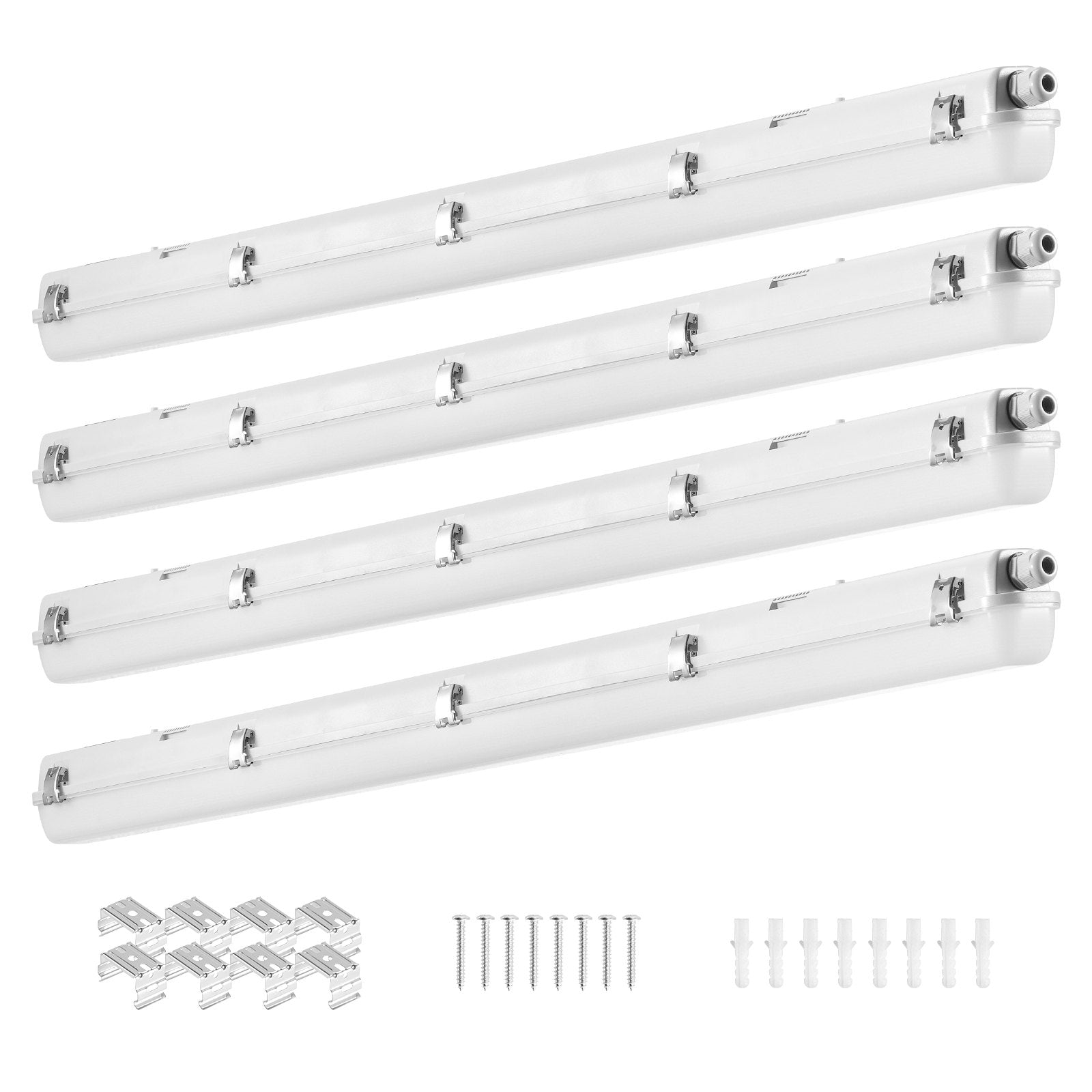 VEVOR 4PCS 4FT LED Vapor Tight Light 60W 7400LM Vapor Proof Light Fixture 5000K 