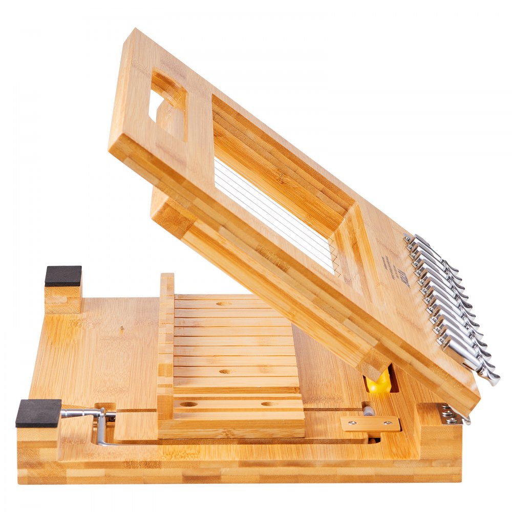 VEVOR Soap Cutter, Cut 1-12 Bars, Precisely and Accurately Cut 1 Inch Bars, Bamboo Soap Slicer With Steel Wire, Multi Handmade Soap Wire Cutter for Loaf Candles Cheese Butter DIY Making Tool 