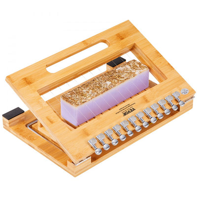 VEVOR Soap Cutter, Cut 1-12 Bars, Precisely and Accurately Cut 1 Inch Bars, Bamboo Soap Slicer With Steel Wire, Multi Handmade Soap Wire Cutter for Loaf Candles Cheese Butter DIY Making Tool 