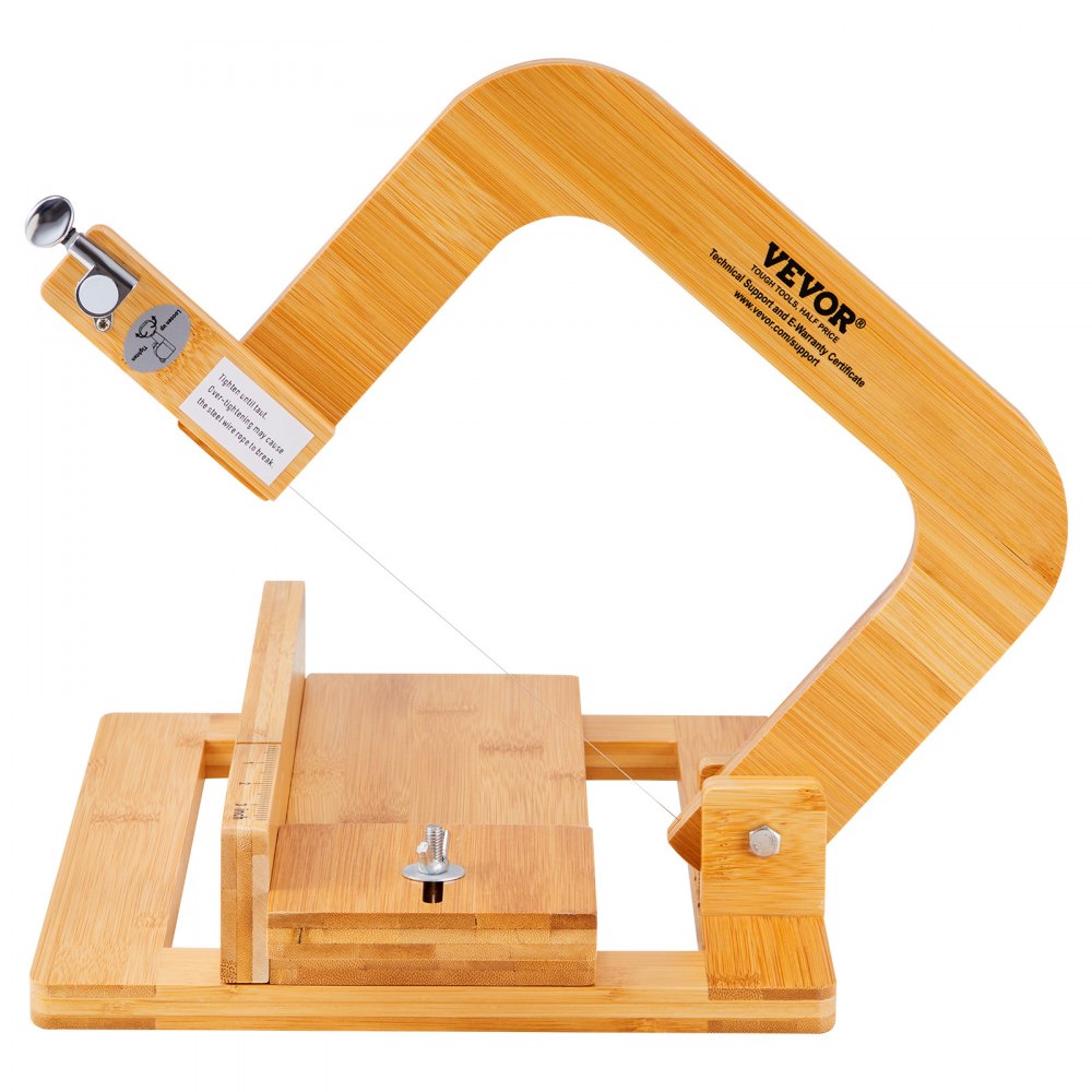VEVOR Soap Cutter, 0-2 inch Adjustable Thickness, Bamboo Soap Slicer With Adjustable Stainless Steel Wire, Multi Handmade Soap Wire Cutter for Loaf, Candles, Cheese, Butter, DIY Making Cutting Tool 