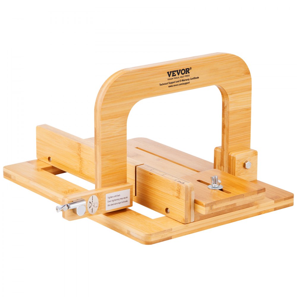 VEVOR Soap Cutter, 0-2 inch Adjustable Thickness, Bamboo Soap Slicer With Adjustable Stainless Steel Wire, Multi Handmade Soap Wire Cutter for Loaf, Candles, Cheese, Butter, DIY Making Cutting Tool 