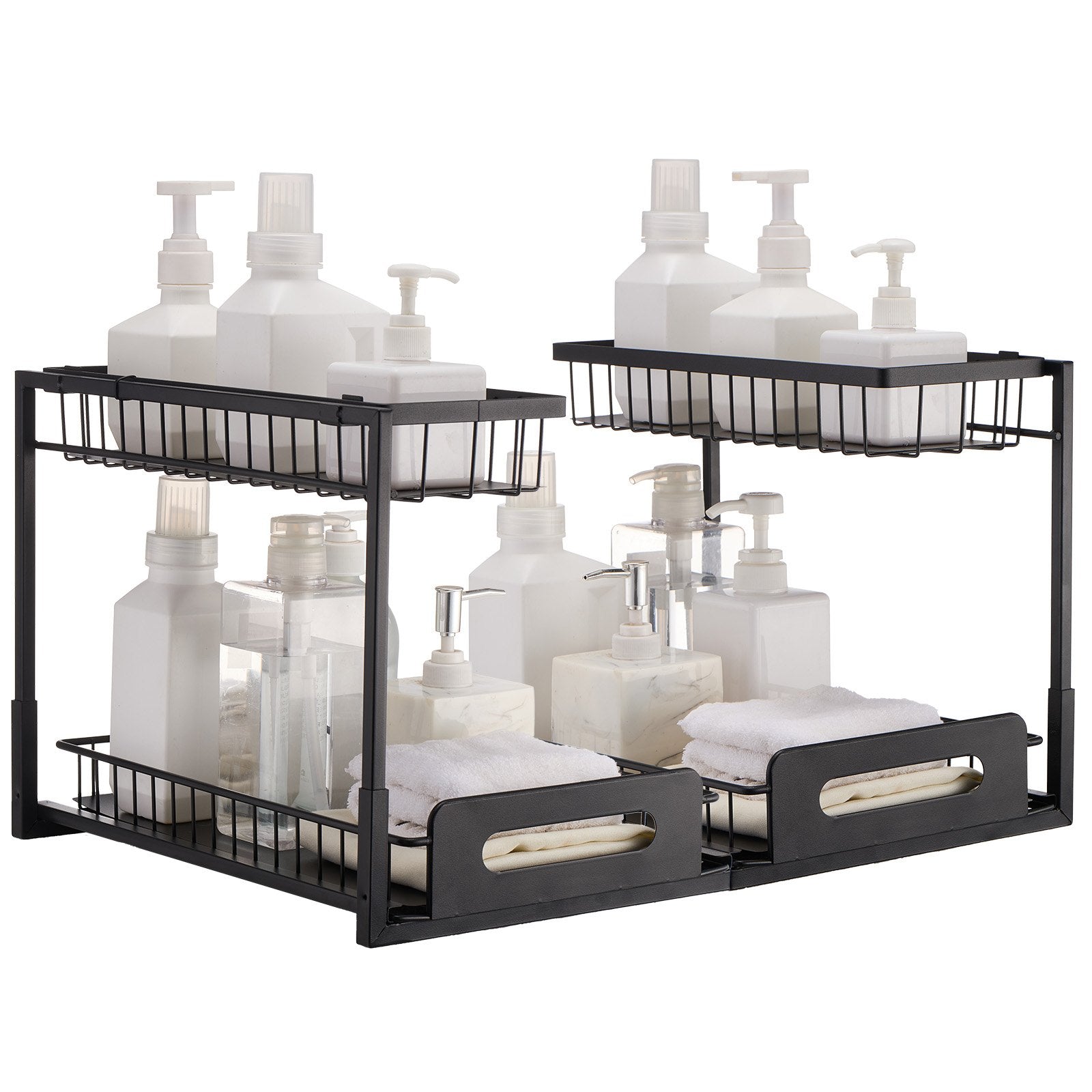 VEVOR 2-Tier Wire Pull Out Cabinet Under Sink Basket Organizer 10.7"x14.2" 2PCS 