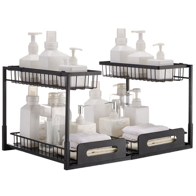 VEVOR 2-Tier Wire Pull Out Cabinet Under Sink Basket Organizer 10.7"x14.2" 2PCS 