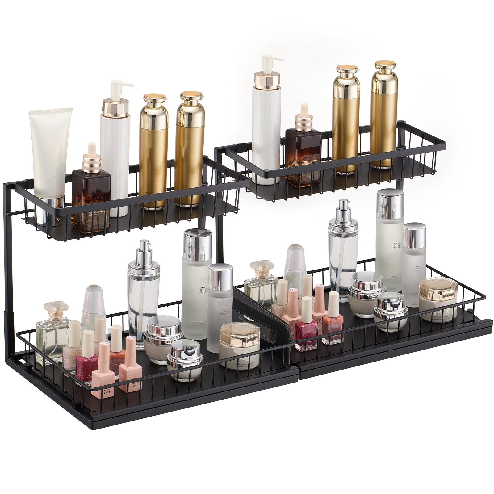 VEVOR 2-Tier Wire Pull Out Cabinet Under Sink Basket Organizer 10.7"x14.2" 2PCS 