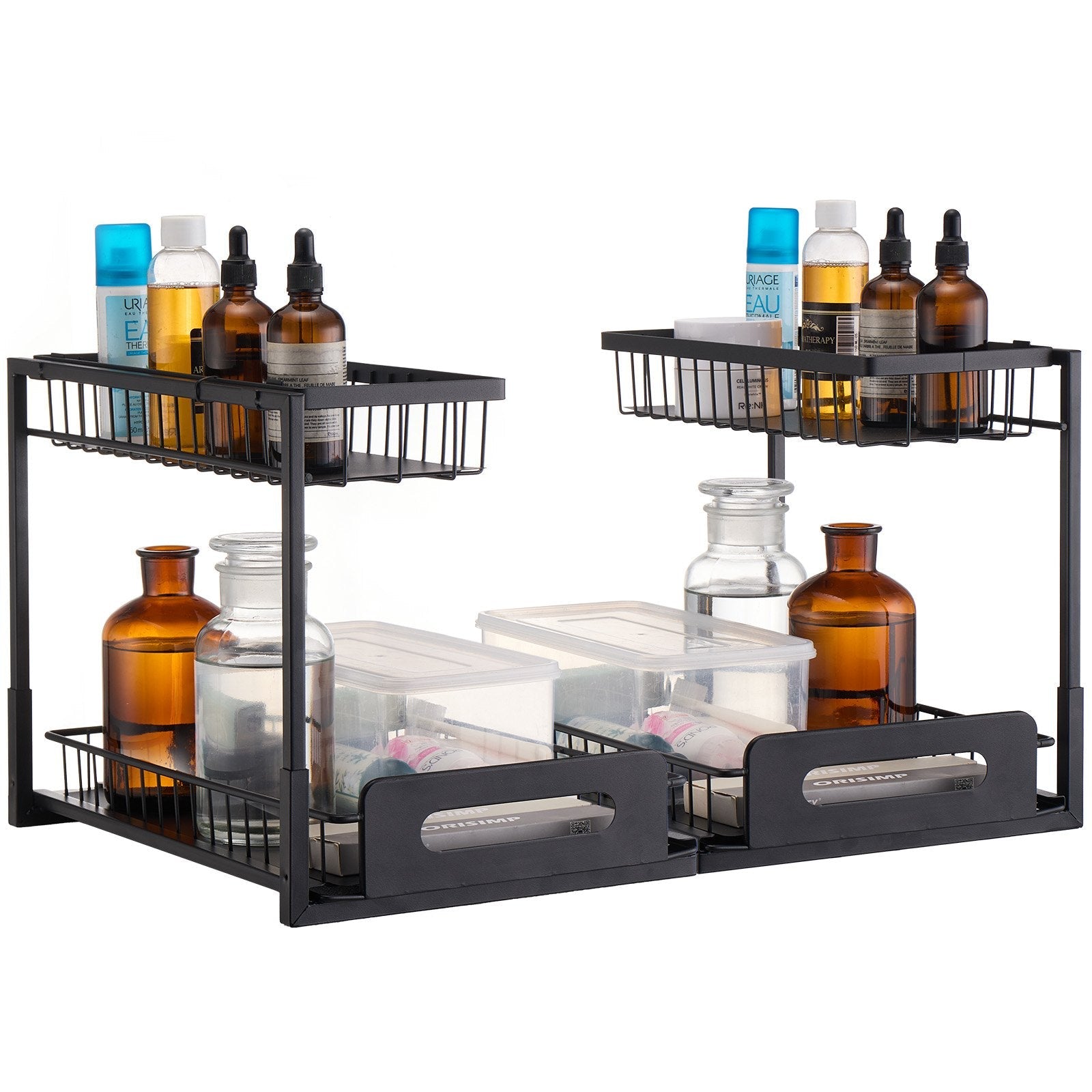 VEVOR 2-Tier Wire Pull Out Cabinet Under Sink Basket Organizer 10.7"x14.2" 2PCS 