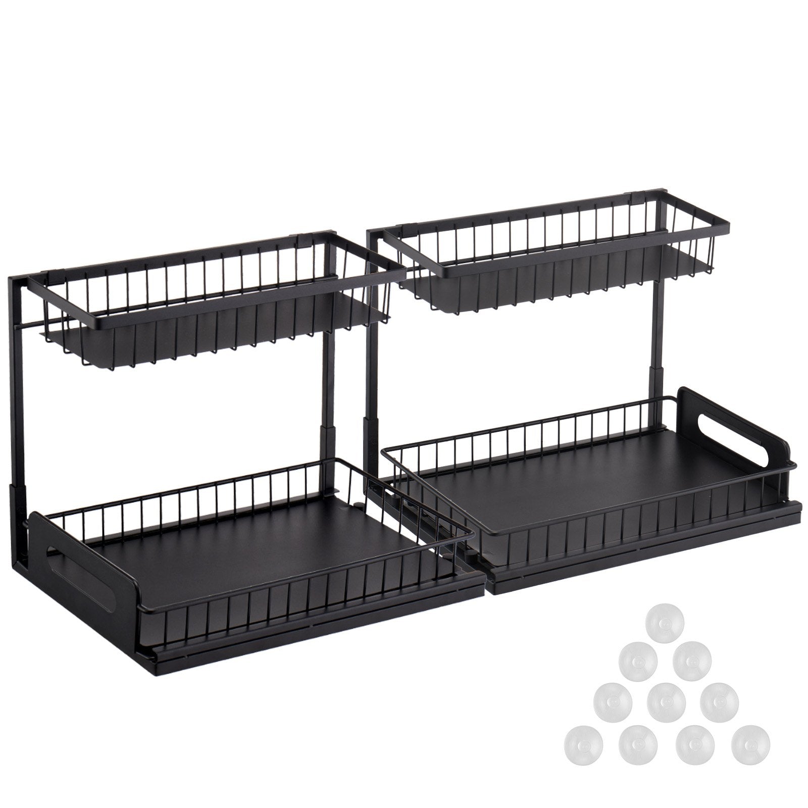 VEVOR 2-Tier Wire Pull Out Cabinet Under Sink Basket Organizer 10.7"x14.2" 2PCS 