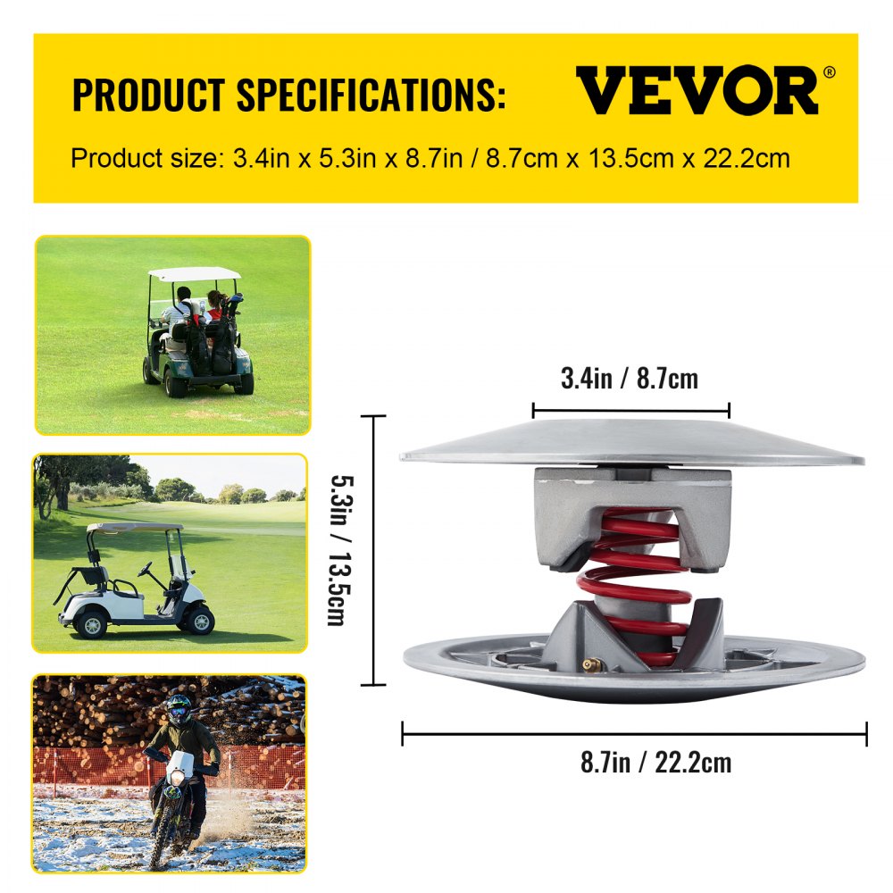 VEVOR Golf Cart Secondary Driven Power Clutch Kit Metal Surface Drive Clutch 1985-2007 Driven Clutch Kit Compatible with Yamaha Low End G2-G28 Golf Cart (with Spring) 