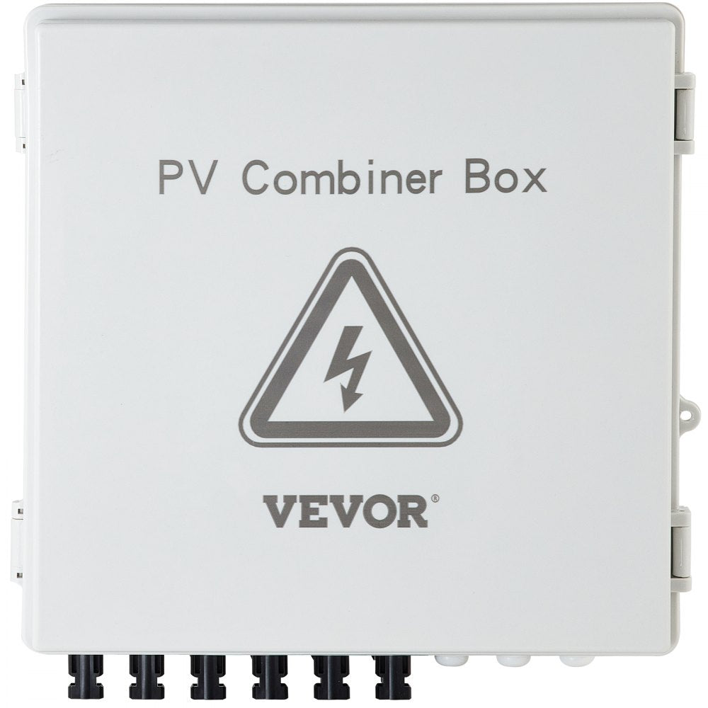 VEVOR PV Combiner Box, 6 String, Solar Combiner Box with 15A Rated Current Fuse, 125A Circuit Breaker, Lightning Arreste and Solar Connector, for On / Off Grid Solar Panel System, IP65 Waterproof 
