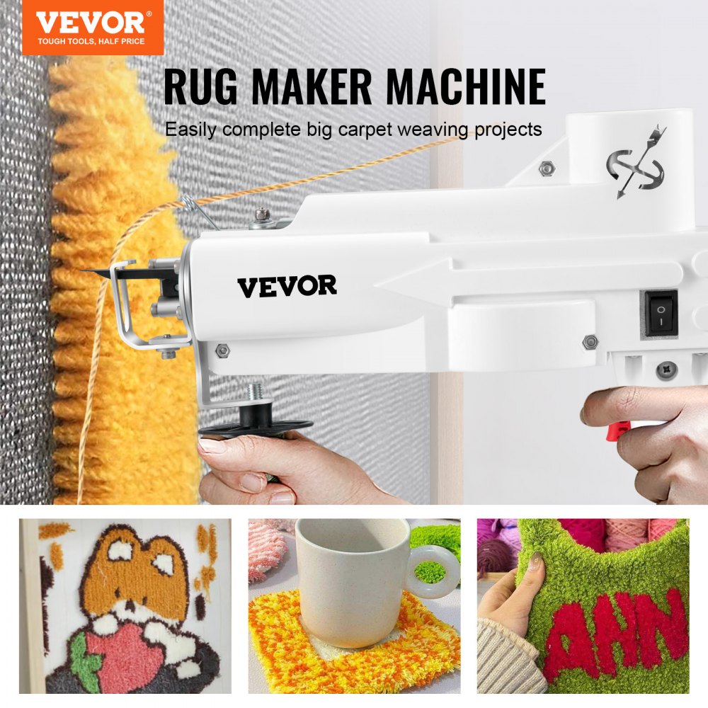 VEVOR Tufting Gun, Cut Pile Electric Carpet Weaving Flocking Machine, Rug Machines Starter Kit, 7-27 Stitches/sec High Speed Rug Making Tools, 4-25 mm Adjustable Height, 110V 