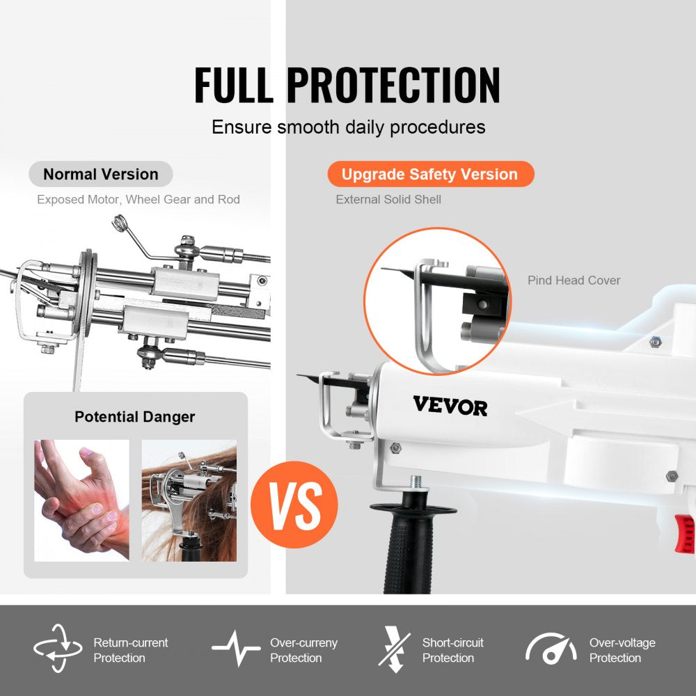 VEVOR Tufting Gun, Cut Pile Electric Carpet Weaving Flocking Machine, Rug Machines Starter Kit, 7-27 Stitches/sec High Speed Rug Making Tools, 4-25 mm Adjustable Height, 110V 