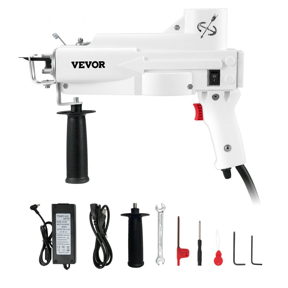 VEVOR Tufting Gun, Cut Pile Electric Carpet Weaving Flocking Machine, Rug Machines Starter Kit, 7-27 Stitches/sec High Speed Rug Making Tools, 4-25 mm Adjustable Height, 110V 