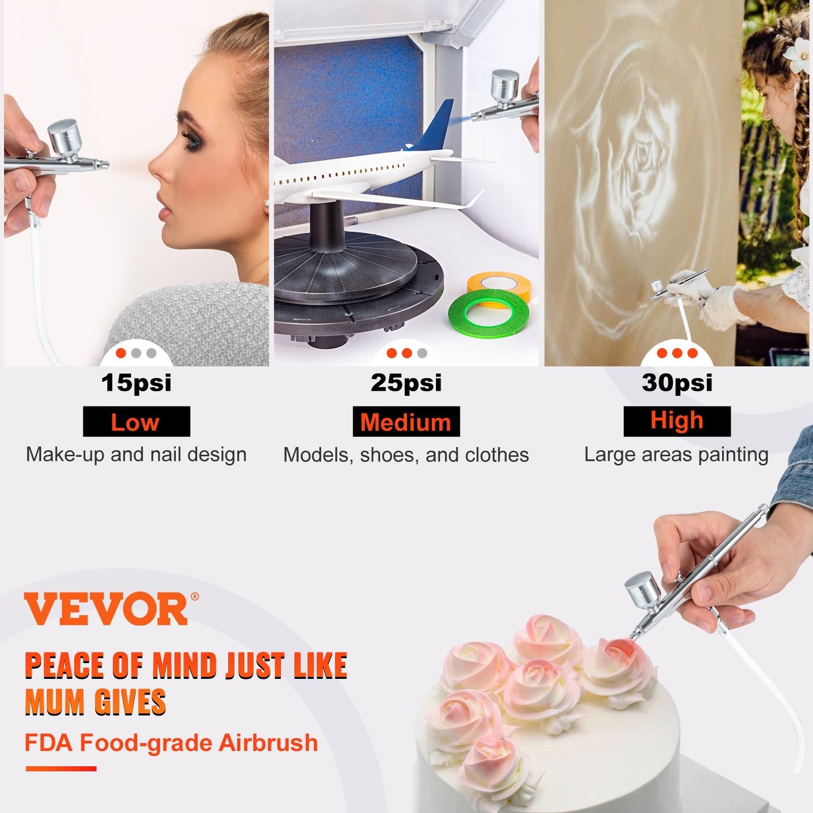 VEVOR Airbrush Kit Dual-action Airbrush System Compressor Art Nail Makeup Model 