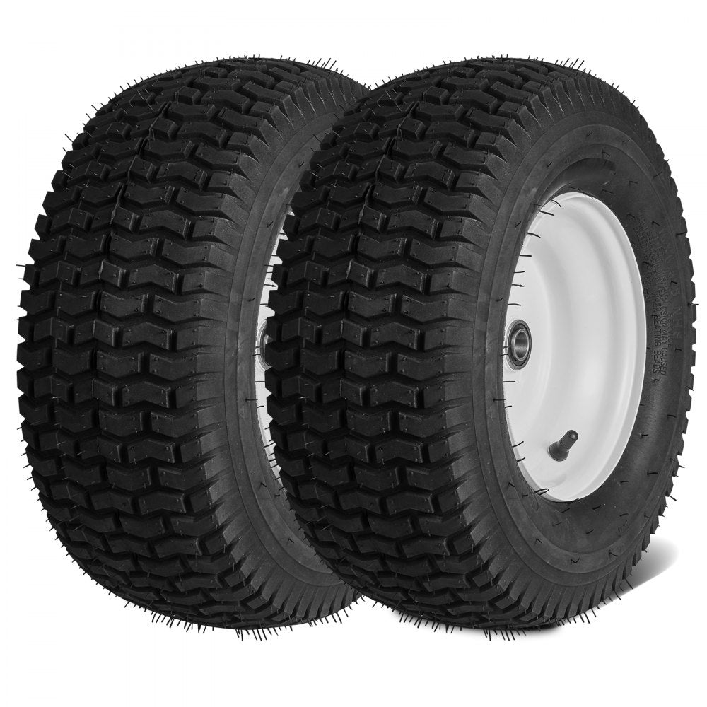 VEVOR Lawn Mower Tires with Rim, 16x6.5-8" Tubeless Tractor Tires, 2-Pack Tire and Wheel Assembly, Turf Pneumatic Tires, 3" Offset Hub, 3/4" Bushing Size, 16 PCS Adapters for Riding Mower Lawn Tractor 