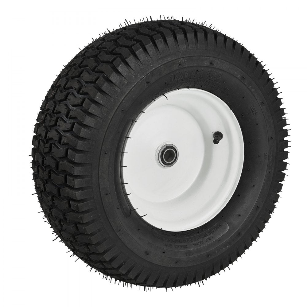 VEVOR Lawn Mower Tires with Rim, 16x6.5-8" Tubeless Tractor Tires, 2-Pack Tire and Wheel Assembly, Turf Pneumatic Tires, 3" Offset Hub, 3/4" Bushing Size, 16 PCS Adapters for Riding Mower Lawn Tractor 