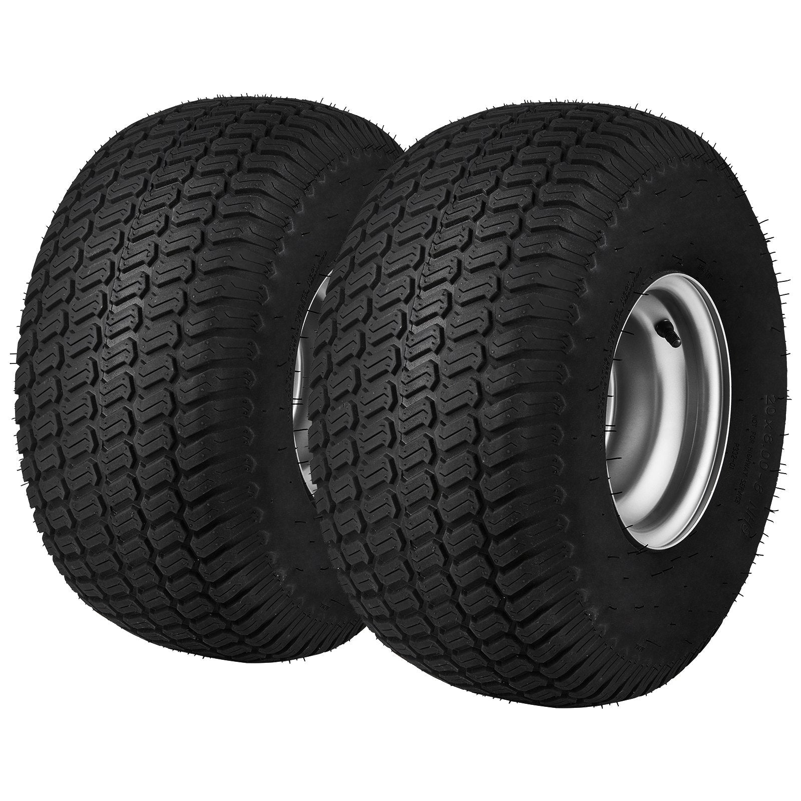 VEVOR Lawn Mower Tires with Rim, 20x8-8" Tubeless Tractor Tires, 2-Pack Tire, S-Turf Pneumatic Tires with 3.5" Offset Hub and 3/4" Bushing Size, for Riding Mowers Lawn Tractors 