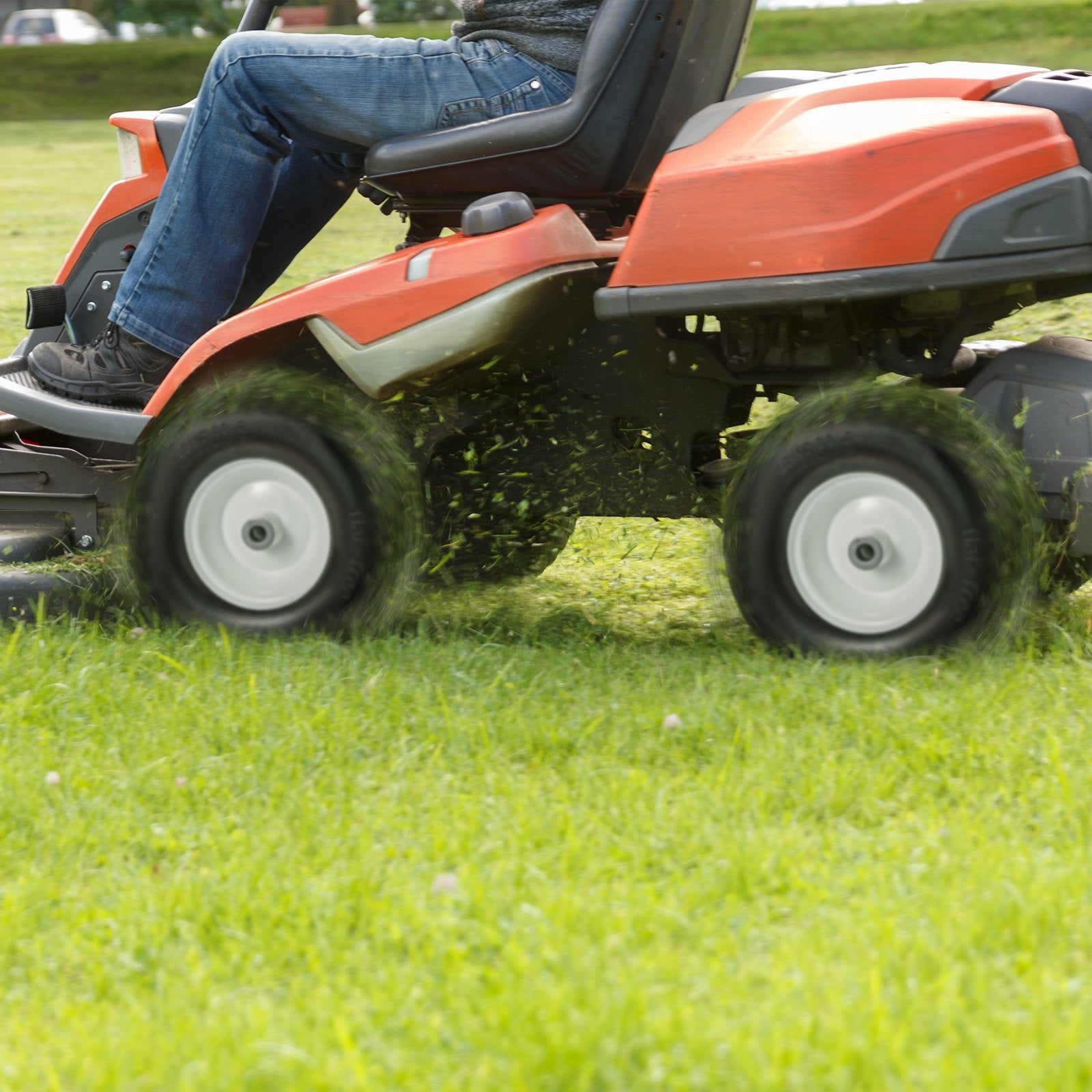 VEVOR Lawn Mower Tires with Rim, 13x5-6" Tubeless Tractor Tires, 2-Pack Tire and Wheel Assembly, Flat-free PU Tires, 3.25"-5.9" Centered Hub, 3/4" Bushing Size, 20 PCS Adapter for Lawn Mowers Tractors 