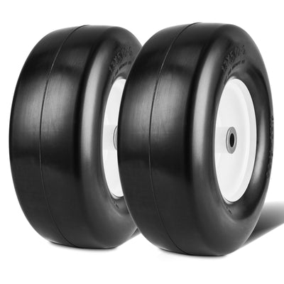 VEVOR Lawn Mower Tires with Rim, 13x5-6" Tubeless Tractor Tires, 2-Pack Tire and Wheel Assembly, Flat-free PU Tires, 3.25"-5.9" Centered Hub, 3/4" Bushing Size, 20 PCS Adapter for Lawn Mowers Tractors 