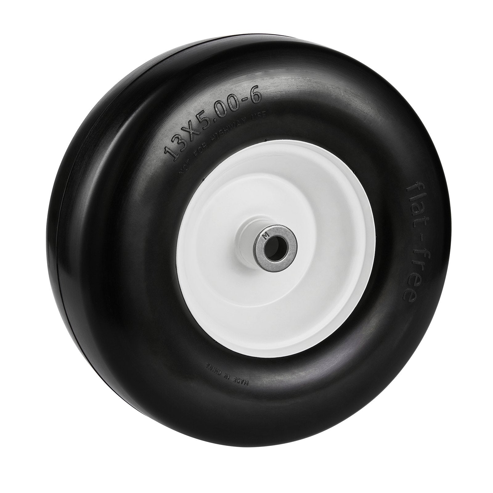 VEVOR Lawn Mower Tires with Rim, 13x5-6" Tubeless Tractor Tires, 2-Pack Tire and Wheel Assembly, Flat-free PU Tires, 3.25"-5.9" Centered Hub, 3/4" Bushing Size, 20 PCS Adapter for Lawn Mowers Tractors 