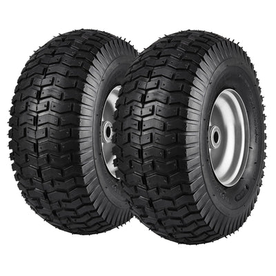 VEVOR Lawn Mower Tires, 15x6-6" Lawn Tractor Tires, 2-Pack Tire and Wheel Assemblies, Turf Pneumatic Tires with 3" Centered Hub and 3/4" Bushing Size, 16 PCS Adapters for Riding Mowers Lawn Tractors 