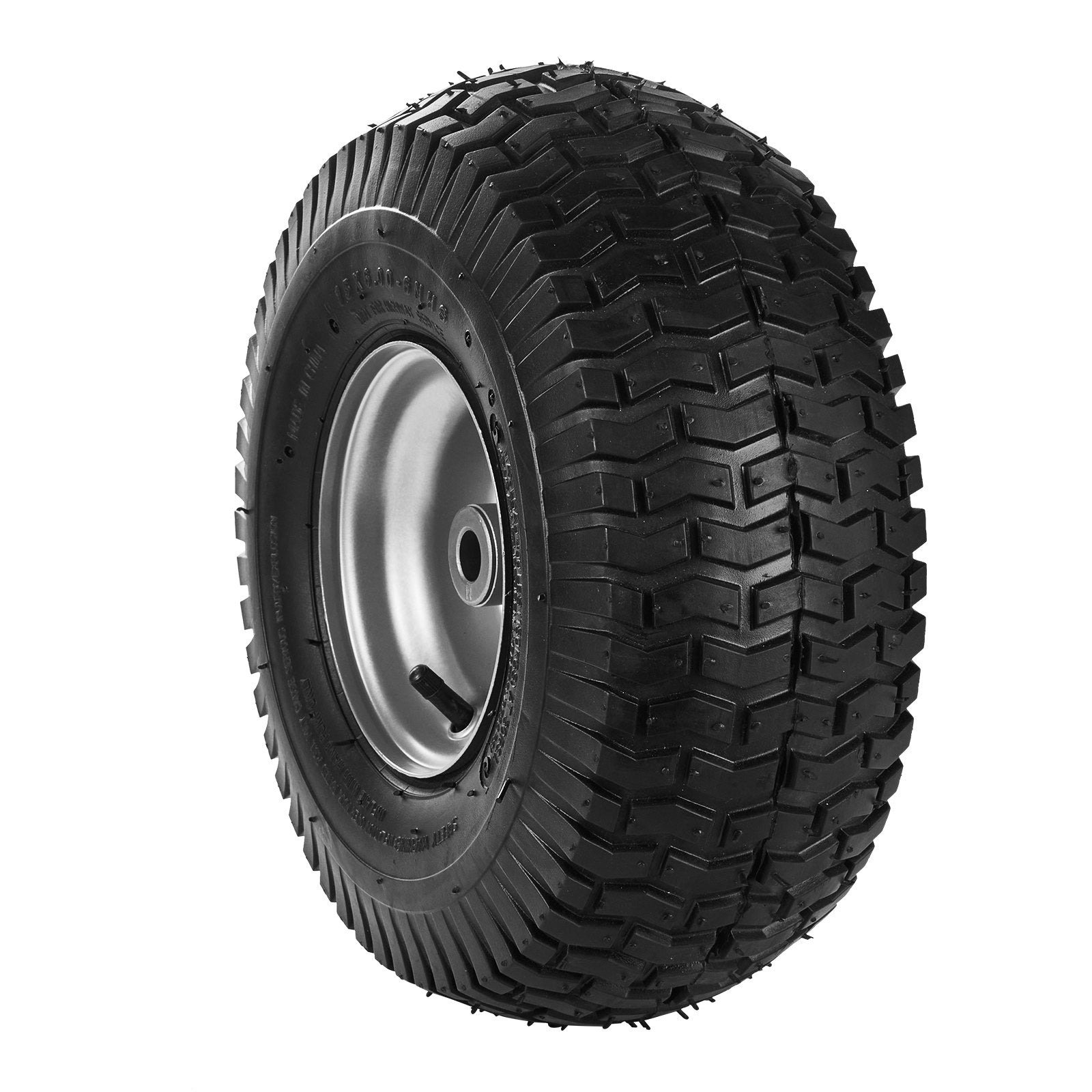 VEVOR Lawn Mower Tires, 15x6-6" Lawn Tractor Tires, 2-Pack Tire and Wheel Assemblies, Turf Pneumatic Tires with 3" Centered Hub and 3/4" Bushing Size, 16 PCS Adapters for Riding Mowers Lawn Tractors 