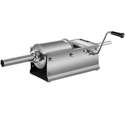 VEVOR Horizontal Sausage Stuffer 3L/ 7Lbs Manual Sausage Maker With 5 Filling Nozzles Sausage Stuffing Machine For Home & Commercial Use Stainless Steel 