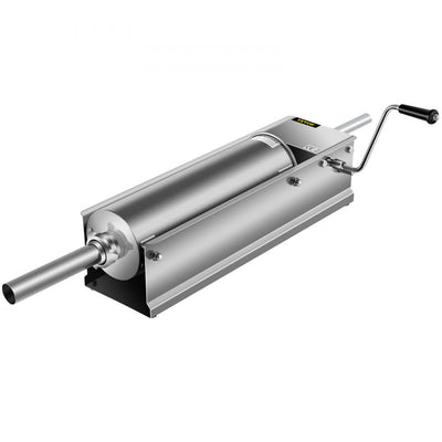VEVOR Horizontal Sausage Stuffer 7L/15Lbs Manual Sausage Maker With 5 Filling Nozzles Sausage Stuffing Machine For Home & Commercial Use Stainless Steel 