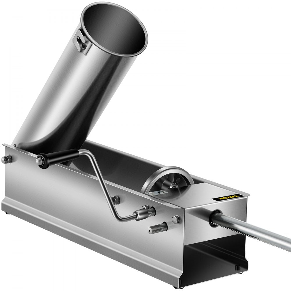 VEVOR Horizontal Sausage Stuffer 7L/15Lbs Manual Sausage Maker With 5 Filling Nozzles Sausage Stuffing Machine For Home & Commercial Use Stainless Steel 