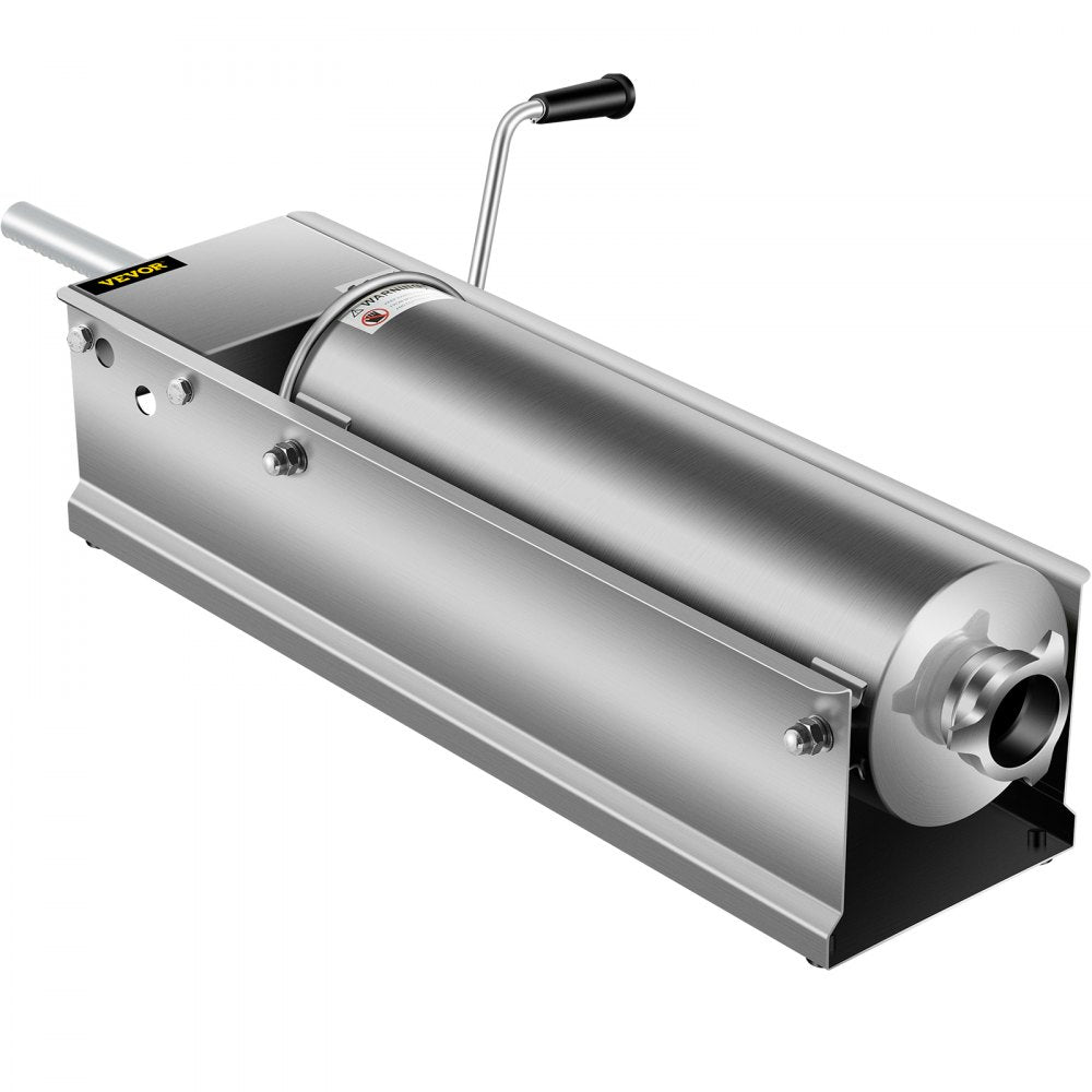 VEVOR Horizontal Sausage Stuffer 7L/15Lbs Manual Sausage Maker With 5 Filling Nozzles Sausage Stuffing Machine For Home & Commercial Use Stainless Steel 