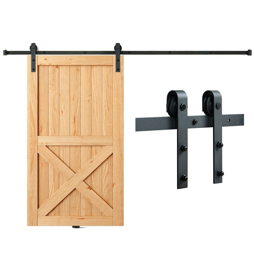 VEVOR 10FT Sliding Barn Door Hardware Kit, 330LBS Loading Heavy Duty Barn Door Track Kit for Single Door, Fit 4.6-5.2FT Wide and 1.3"-1.8" Thick Door Panel, with Smooth & Silent Pulley (J Shape) 